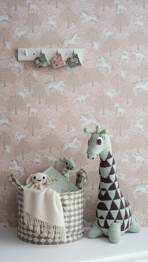 Littlephant Tapete Fairytale Fox in Dusty Pink für das Kinderzimmer mit Tiermotiven im skandinavischen Design - Bild 1