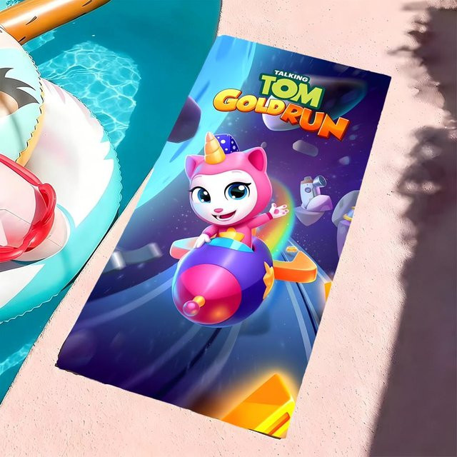 Talking Tom & Friends Strandhandtuch aus Mikrofaser, sandfrei und schnelltrocknend, Mehrfarbig, B: 100 cm, H: 50 cm - Bild 1