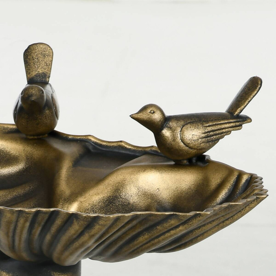 Outsunny Vogeltränke aus Kunststoff in Bronze, stehendes Vogelbad mit klassischem Design und muschelgemustert, B/T/H: 38 x 49,5 x 81 cm - Bild 3
