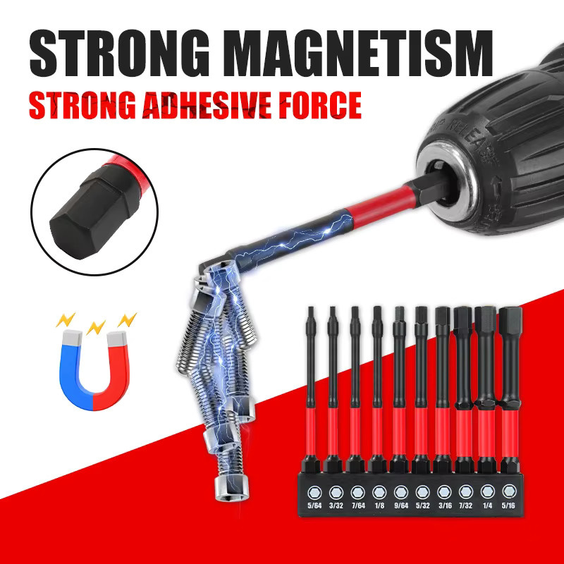 Onmaiwei Sechskant-Inbusschlüssel-Bit-Set mit magnetischem 1/4 Zoll Sechskantschaft, metrisch und SAE, 50–100 mm Länge - Bild 6