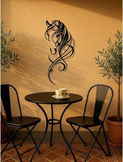CIFBUY Vintage Industrial Metall Pferd Wandkunst – Abstrakte Metallskulptur für dein Home Decor - Bild 1