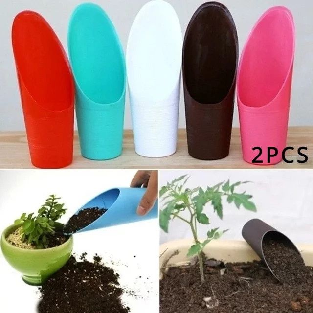 2er-Set Gartenwerkzeug aus Kunststoff bestehend aus Pflanztopf und Schaufel in Weiß für die Anpflanzung von Sukkulenten und Bodenarbeiten - Bild 1