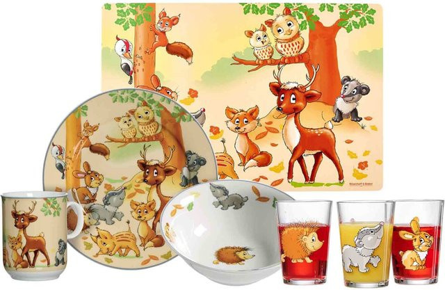 Ritzenhoff & Breker Kindergeschirr-Set Waldtiere aus Glas, 7er Set, Multicolour - Bild 1