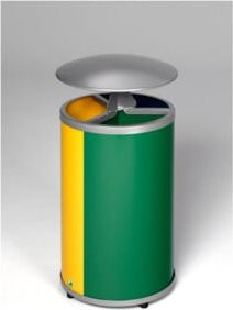 VAR Wertstoffstation 3-fach mit Dach aus Stahl, Farben: Gelb, Blau, Grün, Volumen: 90 l pro Behälter - Bild 1