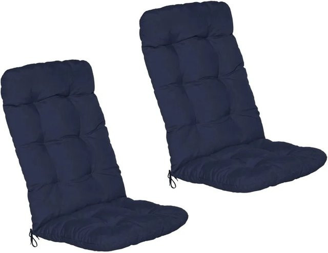 Beautissu Flair HL Hochlehner Sitzkissen Set Dunkelblau 6-teilig B: 120 cm, T: 50 cm, H: 8 cm - Bild 1