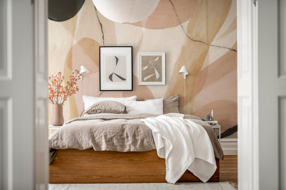Rebel Walls Mural Asana Wandbild in Dusty Pink mit abstraktem organischem Design - Bild 1