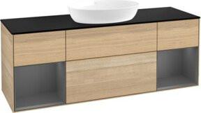 V&B Waschtischunterschrank Finion mit Wandbeleuchtung, Anthrazit und Eiche lackiert, Breite: 160 cm, Tiefe: 50,1 cm, Höhe: 50,1 cm - Bild 1