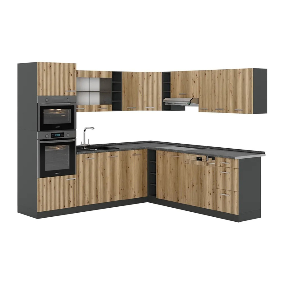 Vicco R-Line Eckküche Artisan Eiche und Anthrazit ohne Arbeitsplatte und Elektrogeräte - Bild 2
