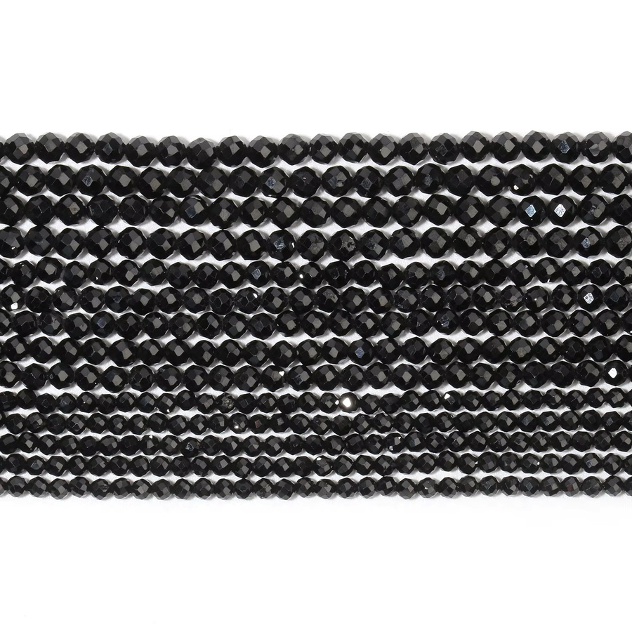 AOHAYOOMQ Perlen, schwarzer Onyx, facettiert, rund, 15'', Unisex - Bild 5