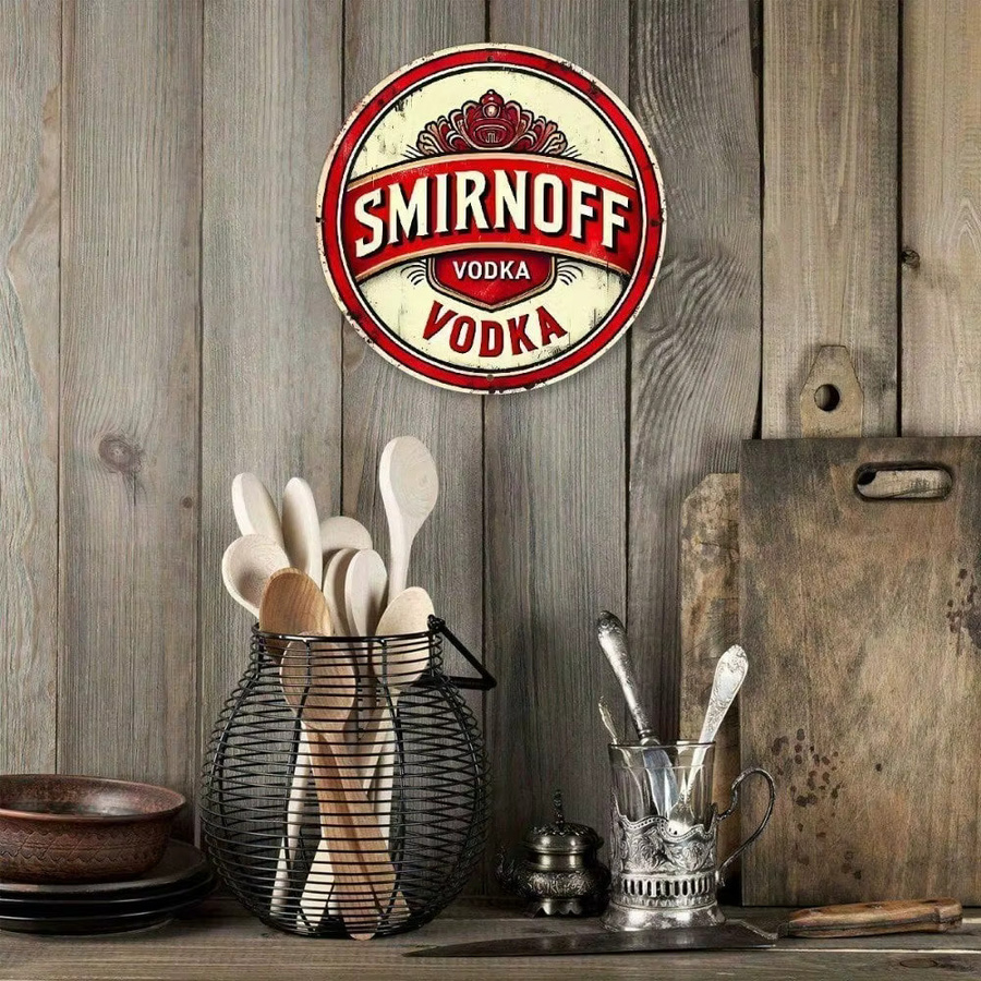 CIFBUY Smirnoff Vodka Retro Metall-Wanddekoration, quadratisches Blechschild, B/H: 20,32 x 20,32 cm, Mehrfarbig - Bild 3