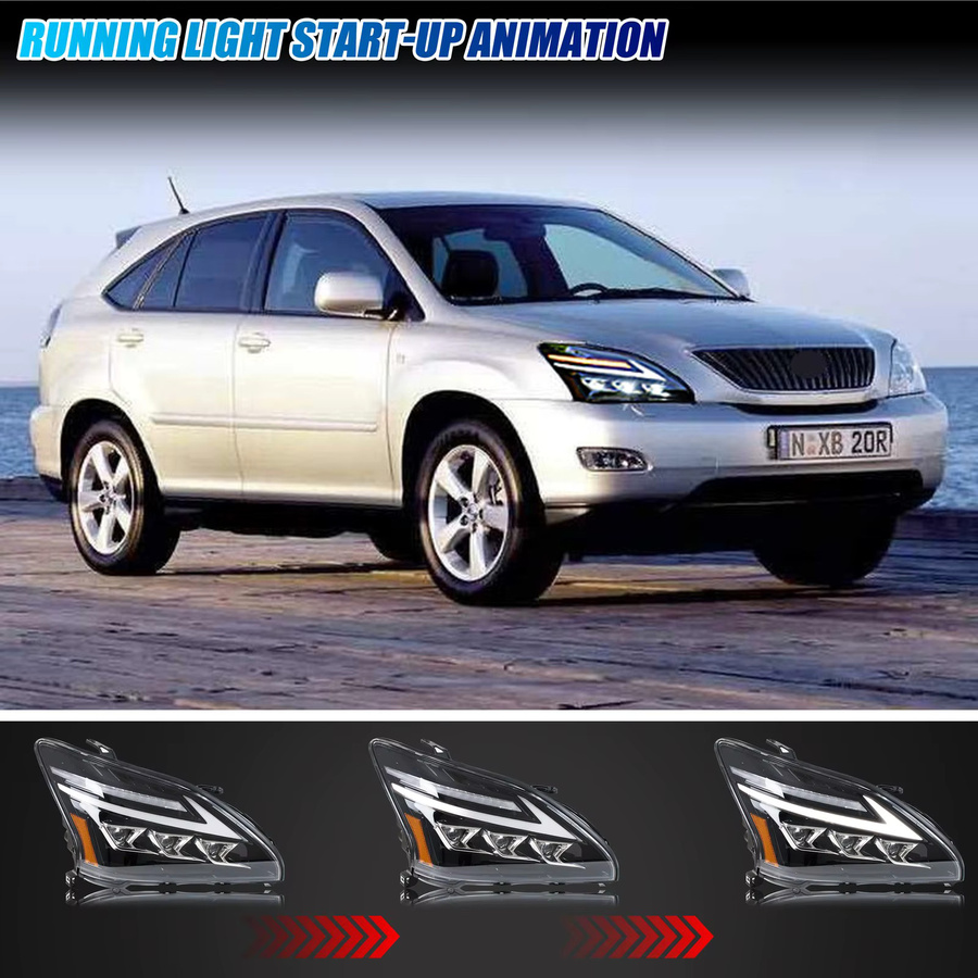 LED-Scheinwerfer mit DRL-Projektor und sequentiellen Blinkern für Lexus RX330 RX350 RX400h (2004–2009) - Bild 3