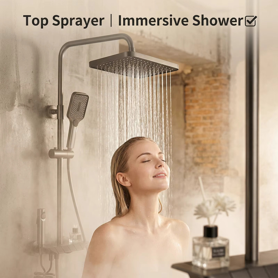 Lpnove Aircraft Carrier 4-Spray-Duschkopf-Set in Gun Grey mit mehreren Wassermodi als Hochdruckdusche - Bild 5