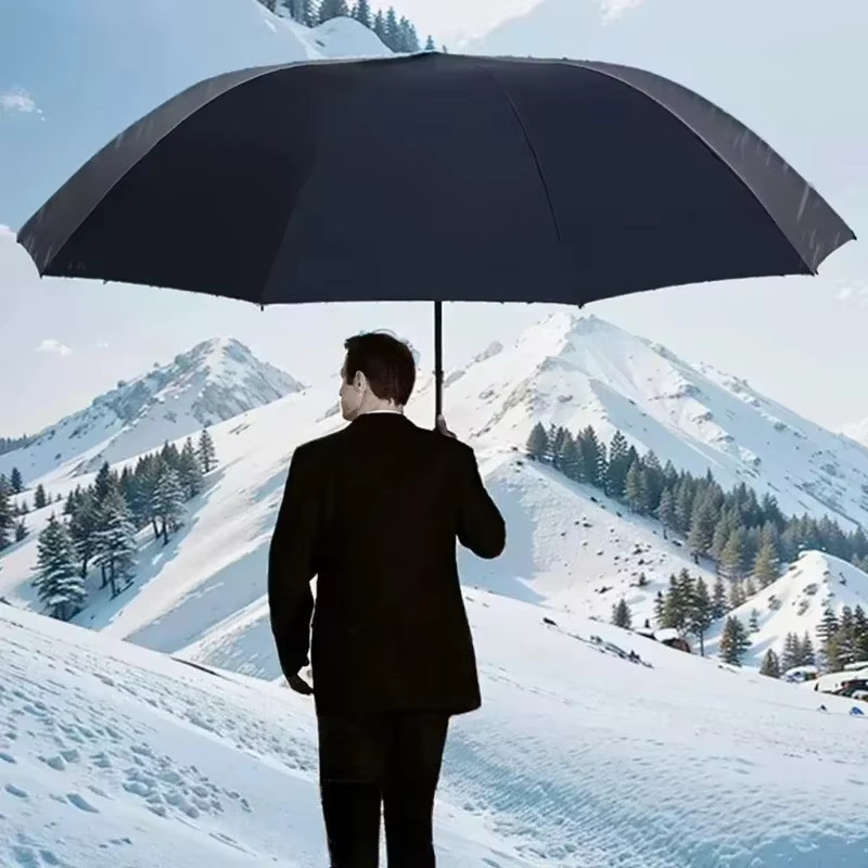 Robuster faltbarer Regenschirm von XMSJ in Blau oder Schwarz mit 130 cm Durchmesser - Bild 2
