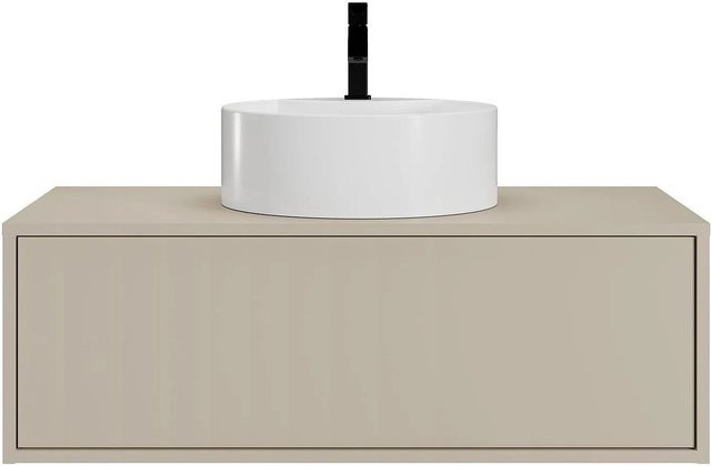 Vente-unique Einzelwaschtisch Teana aus Keramik in Beige, Breite: 94 cm, Tiefe: 47 cm, Höhe: 32 cm - Bild 1