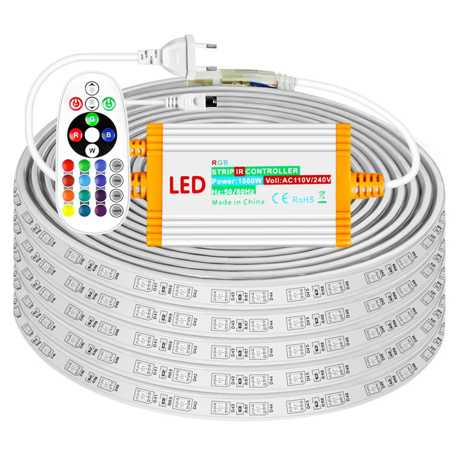 FastDeng RGB LED-Streifenlicht IP67 wasserdicht, 220 V, 60 LEDs/m, Multicolor mit IR-Fernbedienung - Bild 4