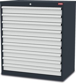 STIER Schubladenschrank mit 9 Schubladen aus Stahl in Anthrazit und Grau, B/T/H: 90,0 x 57,5 x 102,0 cm - Bild 1