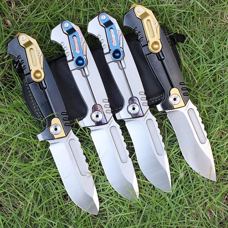 XIANGZUO Klappmesser mit Titanlegierung und 10CR15MOVCO Stahlklinge für Outdoor, Camping und EDC - Bild 3
