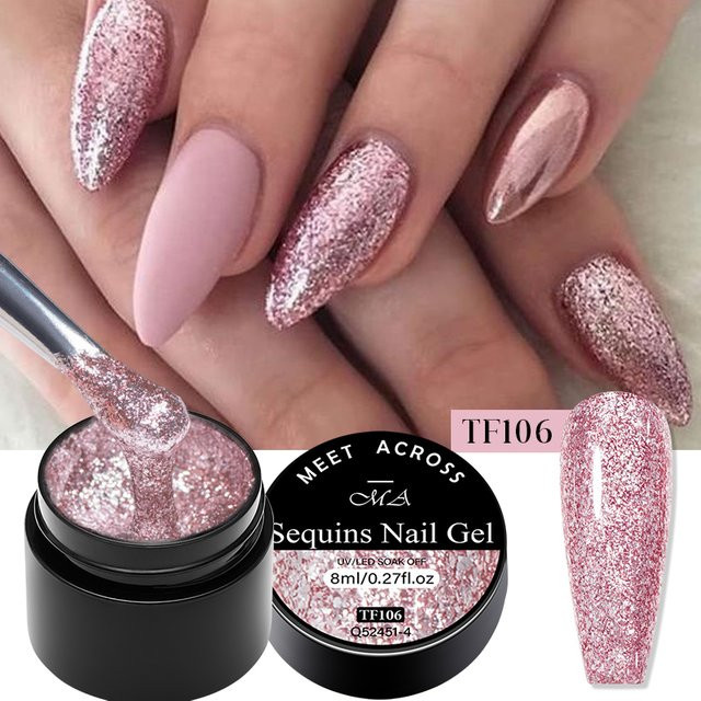 Meet Across Gel-Nagellack, Platin-Glitter, 8 ml, Schimmernd - Bild 1