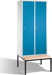 C+P Umkleidespind Classic mit Sitzbank, 2 Abteile, Front Lichtblau, Korpus Lichtgrau, H x B x T: 209 x 81 x 50/81,5 cm - Bild 1