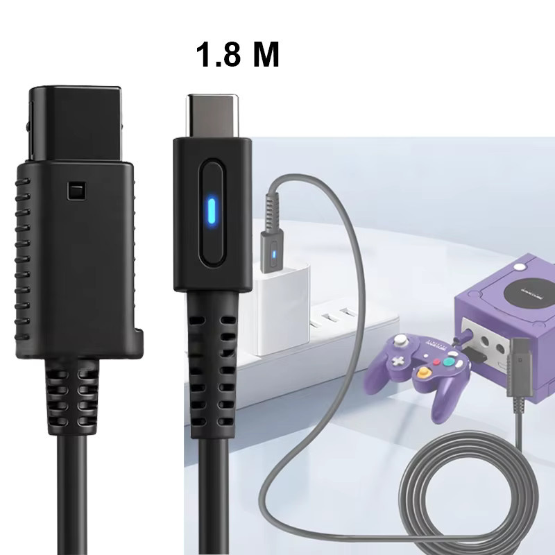Auroxin USB-C Ladekabel 36W PD für NGC GameCube Konsole mit blauer LED-Anzeige, Länge: 1,8 m - Bild 3