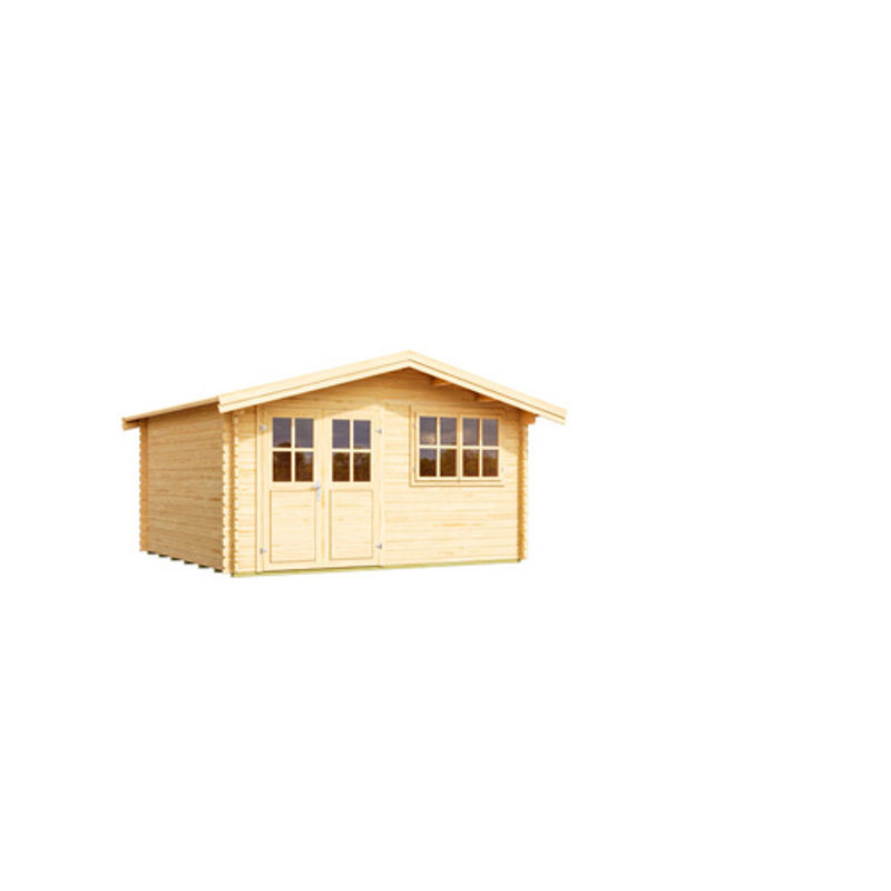 Mr. GARDENER Blockbohlenhaus Isar mit Satteldach in Beige, B/T: 424 x 443 cm, Wandstärke 34mm - Bild 3