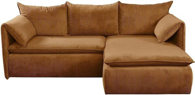 Vente-unique Schlafsofa Teodora in Terracotta mit Cord-Bezug und L-Form, Breite: 230 cm - Bild 1