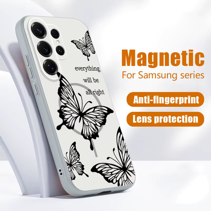 Magnetische Handyhülle mit Schmetterlingsmuster für Samsung Galaxy S25 S26 Ultra S24 S23 FE A56 A37 A16 A55 A15 A36 A54 in Pink - Bild 5