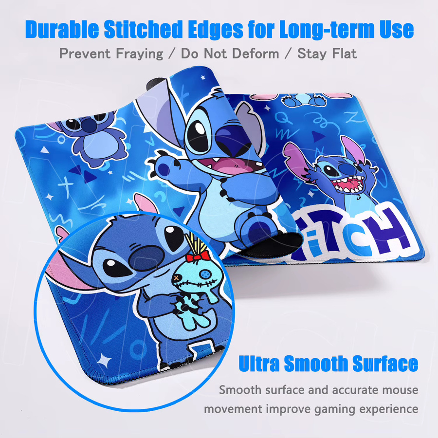 Potdemiel Blaues Anime Stitch Mauspad XXL Rutschfeste Kawaii Gaming-Tastaturunterlage für PC und Büro - Bild 2