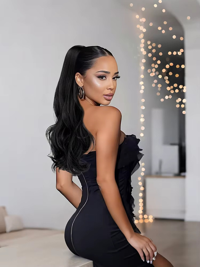 YAKIBEAUTY Haarschwänze, synthetisch, lockig, gewellt, Damen, 22 Zoll - Bild 5