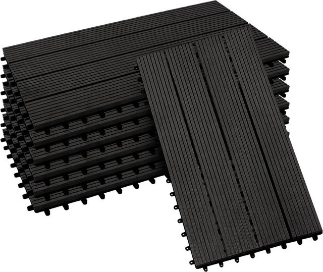 Karat WPC Terrassenfliesen Royal Klickfliesen Anthrazit 6er-Set B: 60 cm, T: 30 cm - Bild 1