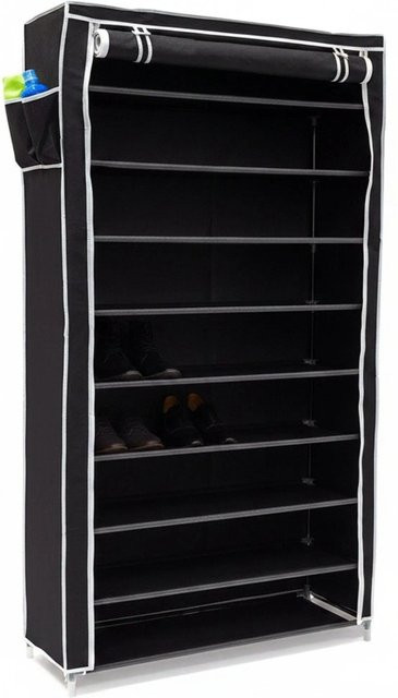 Relaxdays Schuhschrank Valentin aus Stahlrohr und Vlies in Schwarz, H x B x T: 161 x 88 x 30 cm - Bild 1