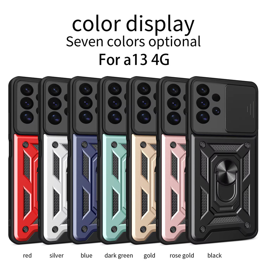 Magnetische Stoßfeste Schutzhülle für Samsung Galaxy A13 4G mit Kameraobjektiv-Schutz und Auto-Halterung Ring in Silber - Bild 6