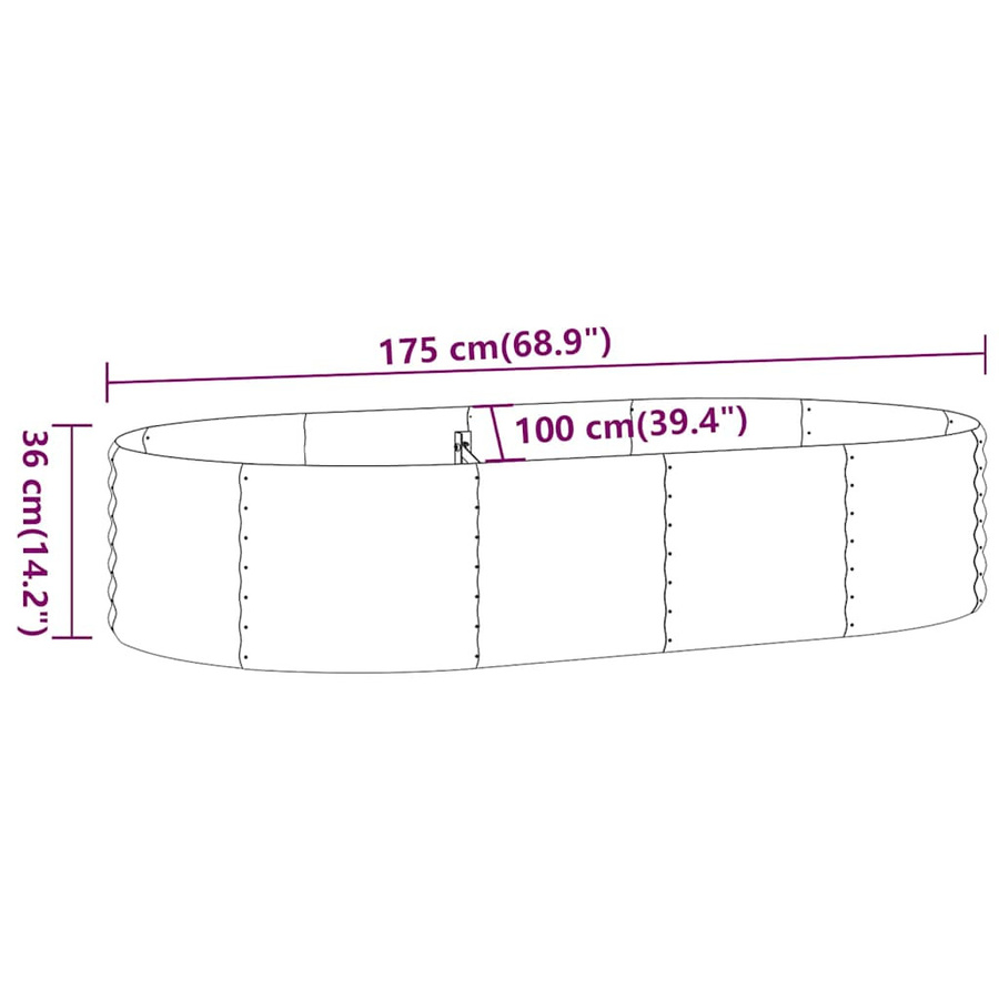 Vidaxl Erhöhtes Pflanzgefäß aus pulverbeschichtetem Stahl in Grau, B/T/H: 175 x 100 x 36 cm - Bild 3