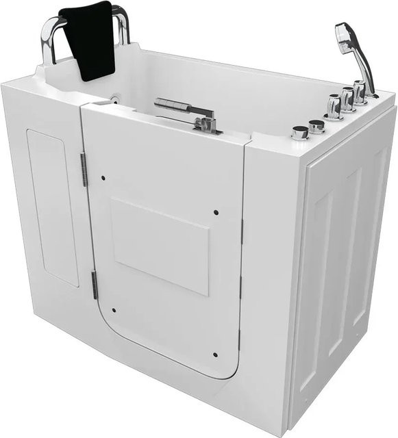 AcquaVapore Sitzwanne Whirlpool Badewanne mit Tür S08WP-TH-A-L, Farbe: Weiß, B/T/H: 110 x 68 x 114 cm - Bild 1