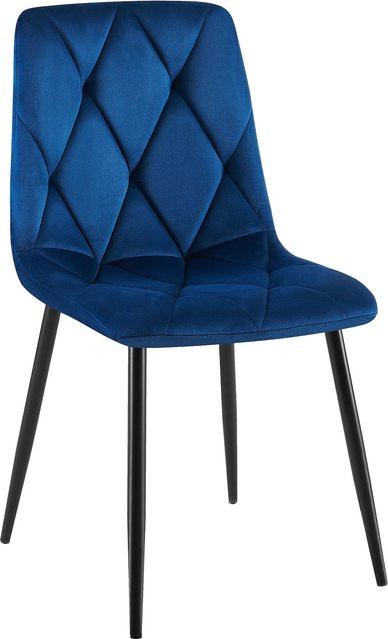 CLP Esszimmerstuhl Clairton gepolstert mit gestepptem Velvet-Bezug und schwarzem Metallgestell - Bild 1
