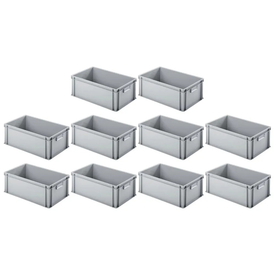 PROREGAL SparSet 10x Eurobox Transportboxen mit geschlossenem Griff, Grau, H x B x T: 22 x 40 x 60 cm - Bild 2