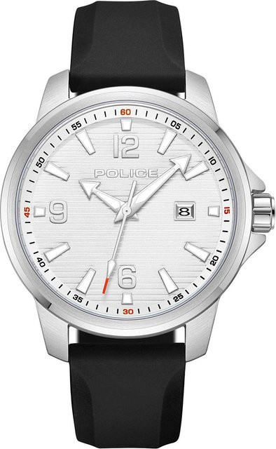 Police Herrenuhr, Quarz, Edelstahl, Silber, 44 mm, Silikon, 5 ATM - Bild 1