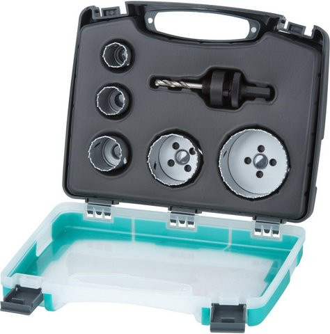 Wolfcraft Lochsägen-Satz aus Bimetall in Grau mit den Durchmessern 25, 29, 35, 51 und 68 mm - Bild 1