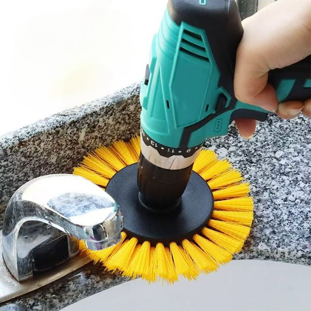 XMSJ Power Scrubber Bohrbürstenaufsatz in Gelb zum Reinigen von Duschen, Wannen, Badezimmer, Fliesen und Teppichen - Bild 1