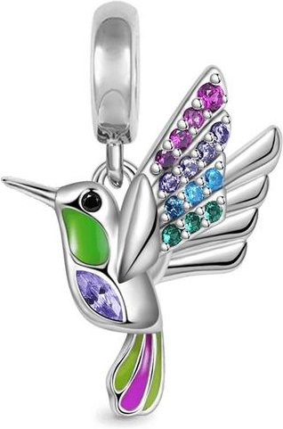 Charm-Perle Kolibri, Schwalbe, Eisvogel, Kupfer, Silber, Zirkonia, Kristall, Damen - Bild 1