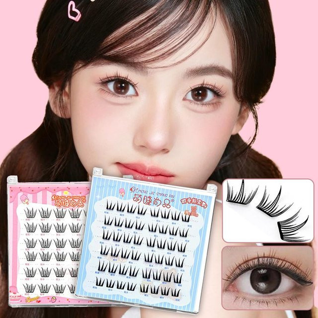 Natürliche falsche Wimpern, segmentierte Locken, Unisex - Bild 1