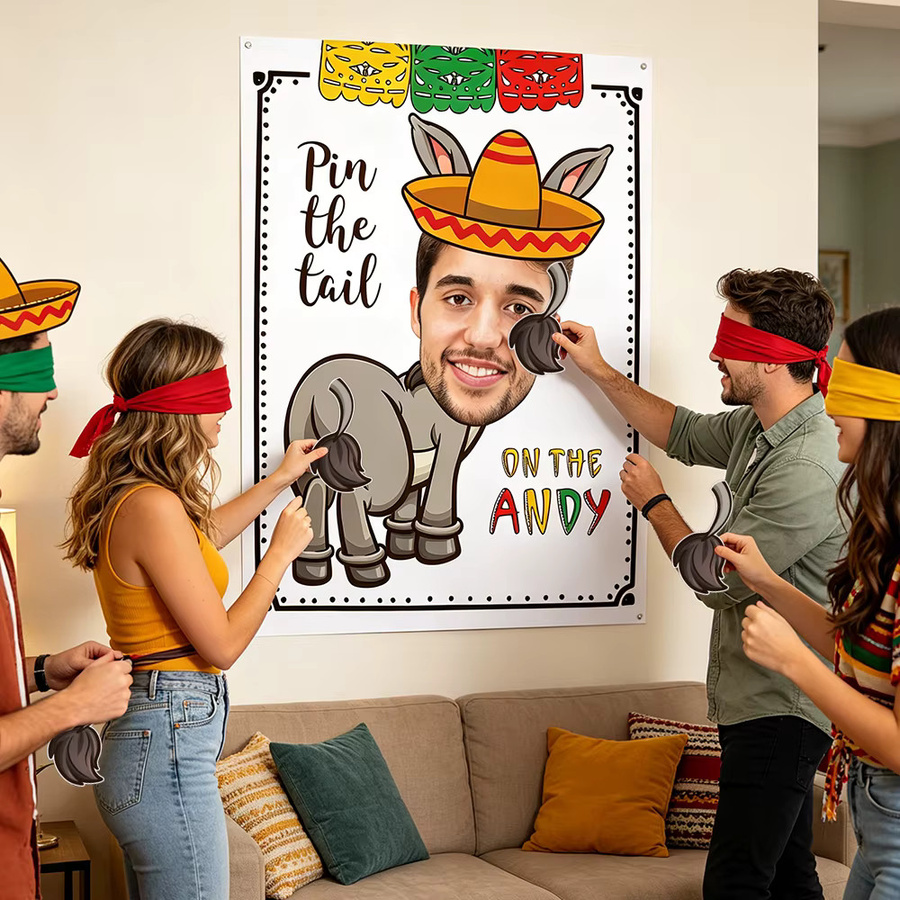 cyuan Personalisiertes Foto-Pin-the-Tail-Partyspiel-Set, Partyspiel, 1-teiliges Set - Bild 2