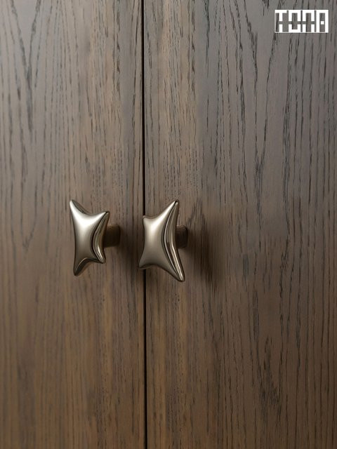 TONA Exklusiver sternförmiger Messingknopf in Titansilber als Möbelknopf für das Kinderzimmer - Bild 1