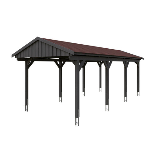 Skan Holz Carport Fichtelberg aus Fichte in Grau mit Dachschindeln B/T: 317 x 808 cm, Höhe: 303 cm - Bild 3