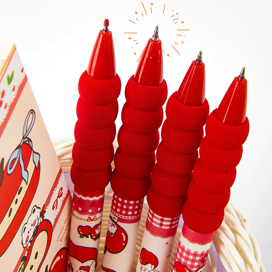 4-teiliges Set festliche Soft-Grip Gelstifte mit roter und schwarzer schnelltrocknender Tinte für Journaling und zum Üben - Bild 4