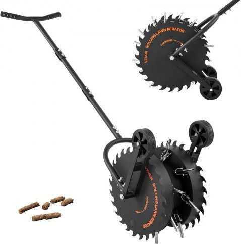 VEVOR Rollierender Rasen-Core-Aerator mit Anti-Verstopfungs-Stiften, Rostbeständiger Bodenbelüfter zur Lockerung von verdichtetem Gartenboden, 42 cm - Bild 1
