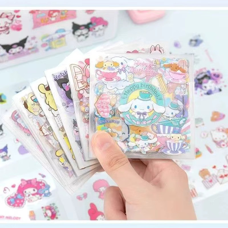 100 Stück Sanrio Kawaii Aufkleber Set, bunte wasserfeste PET-Sticker für Kinder und Mädchen zum DIY Scrapbooking und Journaling - Bild 2