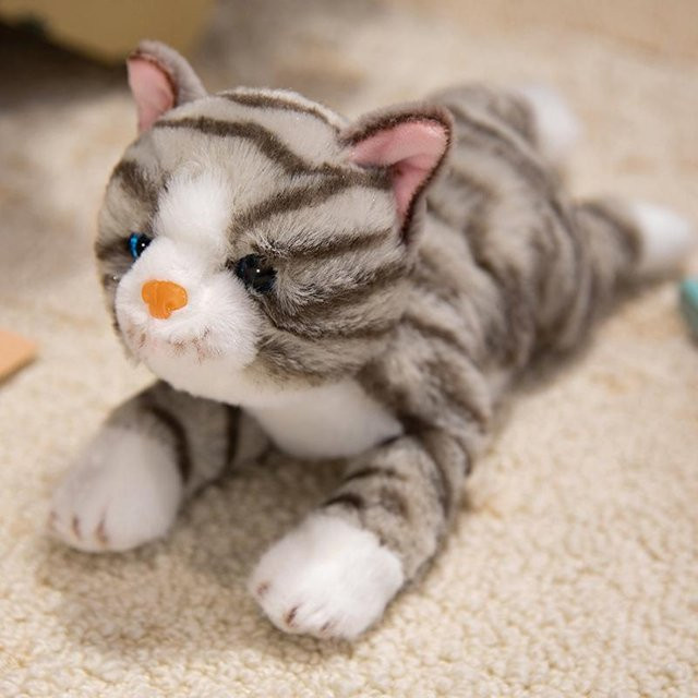Kidsly Katze Plüschtier, Orange Grau Gestreift, 28cm - Bild 1