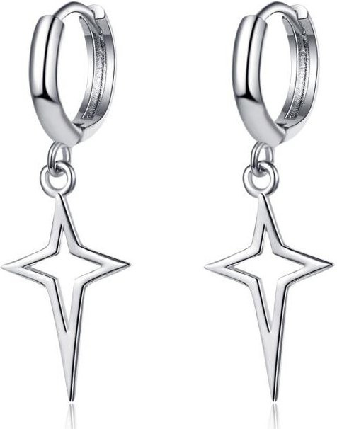 Ohrringe Allbestart, Kupfer, Sterne, Kreuz, Silber, Schwarz, Unisex - Bild 1