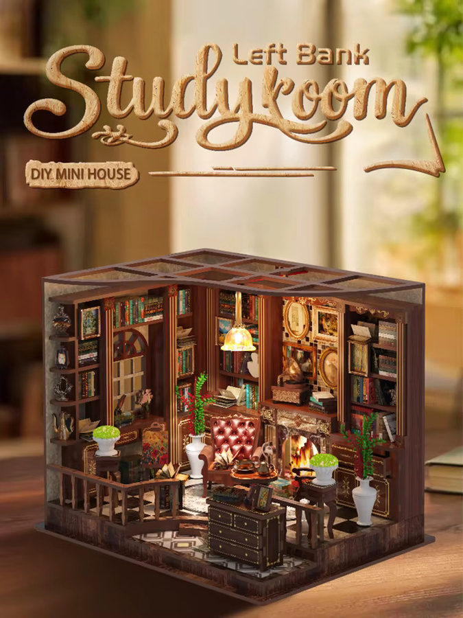 zuuton Retro DIY Holz Puppenhaus, Miniaturen Kits, mit LED-Leuchten, ab 14 Jahren - Bild 2